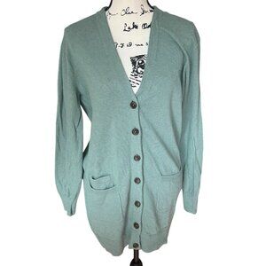 MADEWELL Longline Button Cardigan Sweater Green Cashmere Angora Boyfriend Sz 12